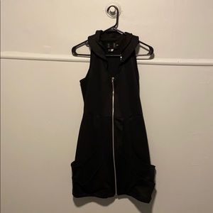 Funky Black Zipper Racerback Dress